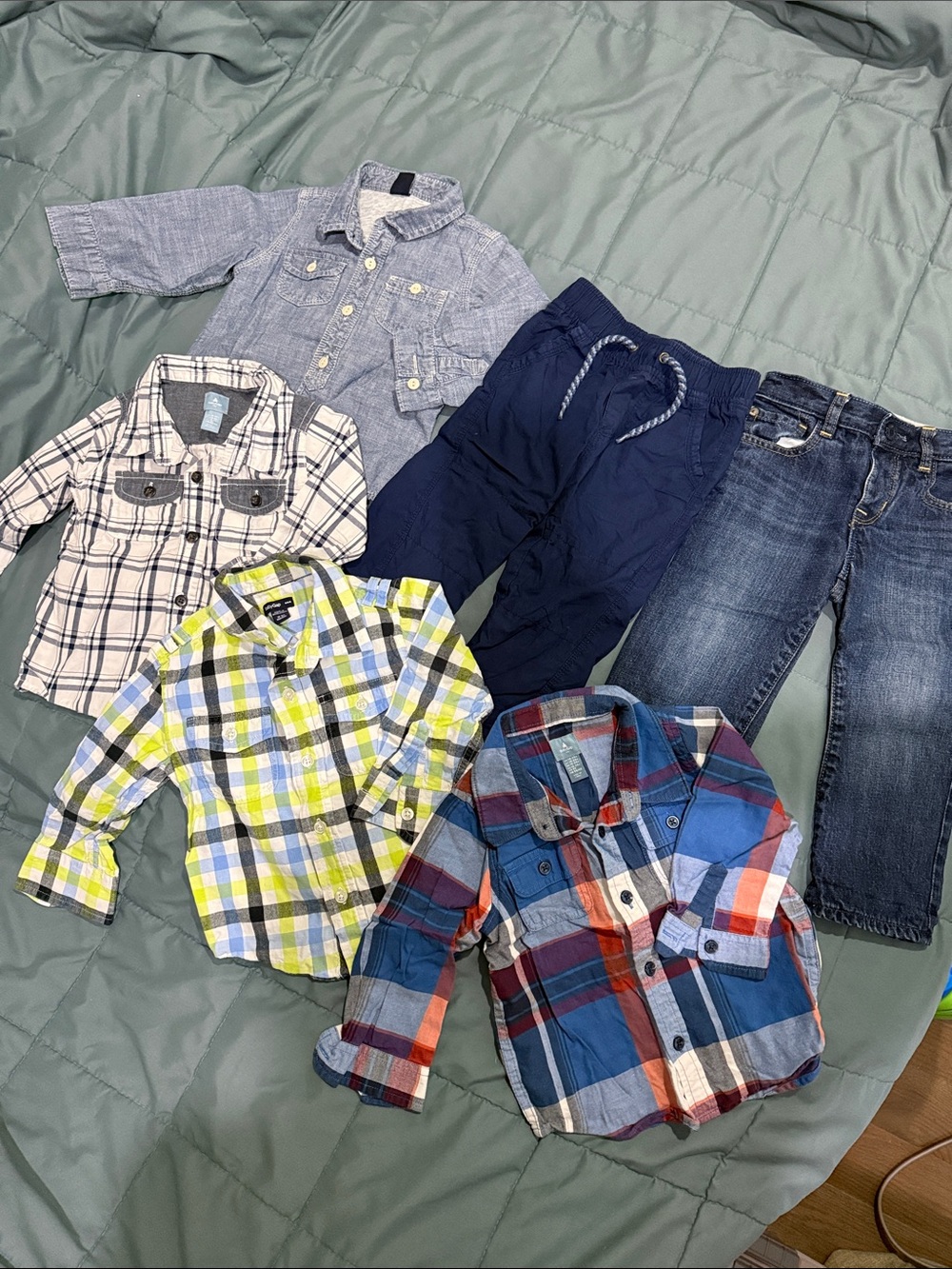Bundle of baby GAP Boys Plaid Button-Down Shirts & Denim Outfit